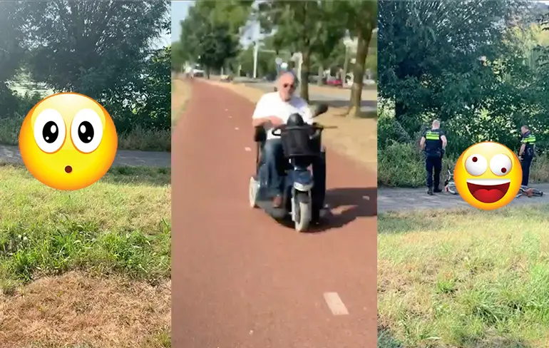 Man koelt vingers op straat op klaarlichte dag
