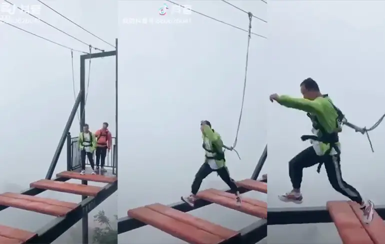 Man moet staatslot kopen na losse kabel op hele hoge brug in China
