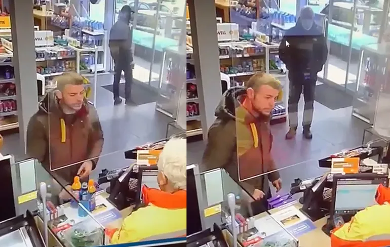 Man zonder mondkapje gooit blikje door coronascherm bij benzinestation in Doetinchem