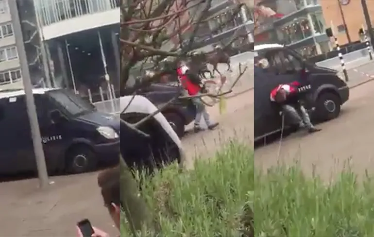 ME speelt live GTA in Rotterdam en rijdt Feyenoord supporter aan