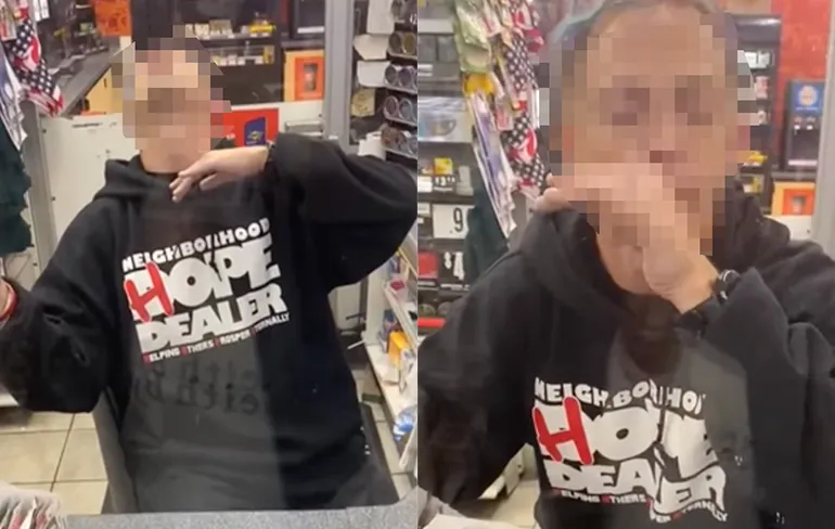 Medewerker van benzinepomp heeft duidelijk een snoepje uit verboden pot genomen