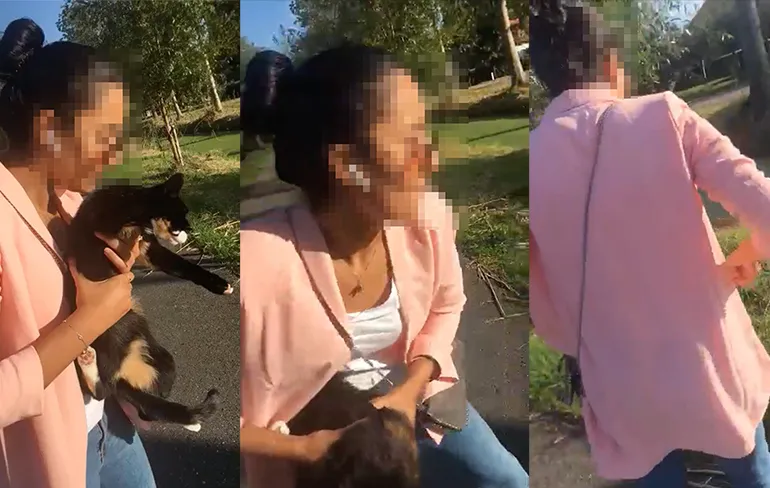 Meisje gooit voor de grap een poes in de sloot