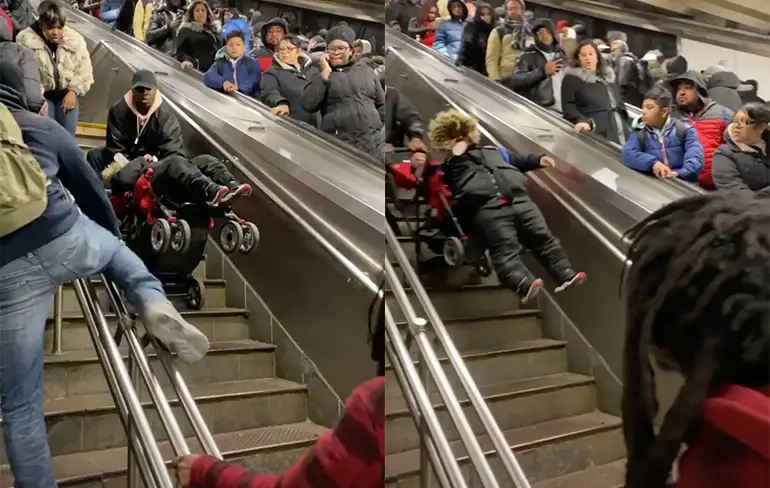 Mensen trollen door kind van roltrap te laten donderen
