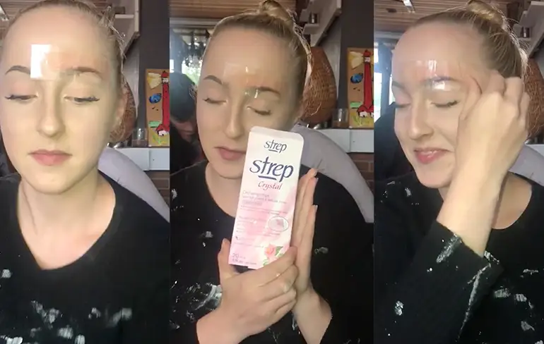 Moeder heeft slechte wax gekocht, dus dochter doet wenkbrauw test
