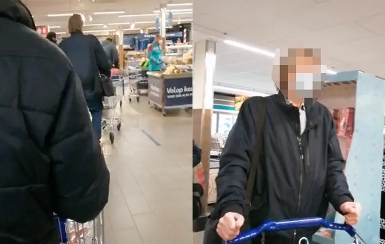 Mondkapjesweigeraar wil punt maken in de Aldi