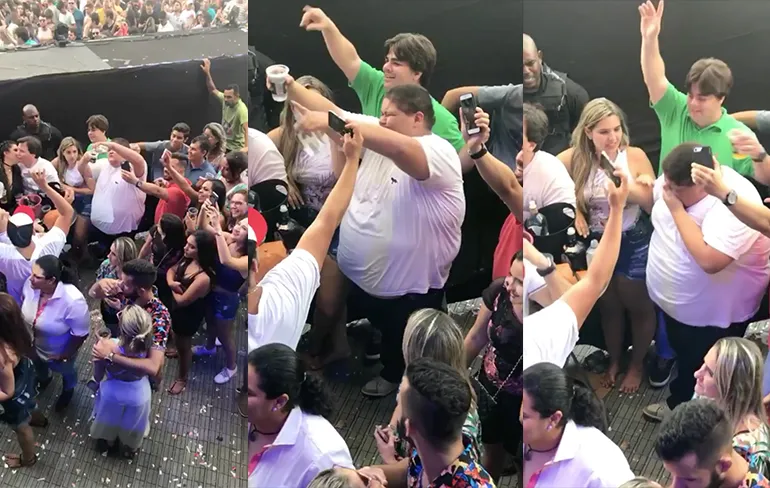 Muziek komt echt keihard binnen bij Braziliaans mannelijk plus size model