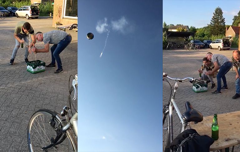 Nederlandse grappenmakers trakteren luchtballonvaarders op vuurwerk