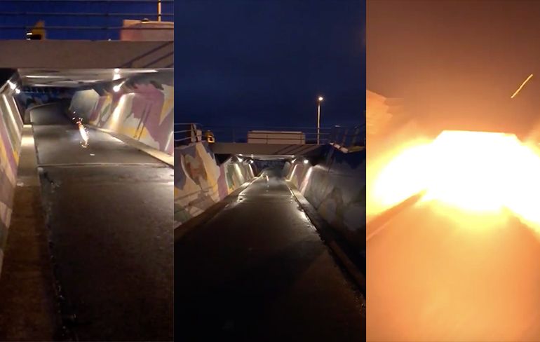 Nee joh, je kunt best een vuurwerkbom onder viaduct in Oostburg afsteken