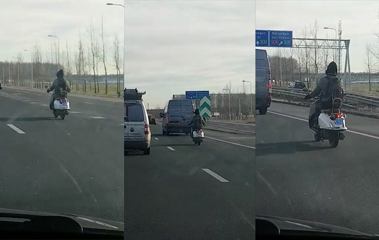 Nee joh, met een brommer op de snelweg zonder helm kan best!