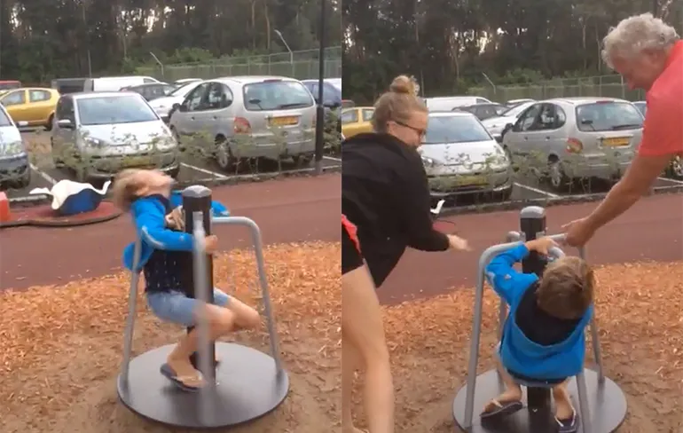 Niels heeft waarschijnlijk trauma aan draaimolen speeltuin overgehouden