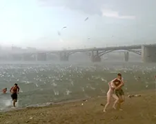 Novosibrisk heeft last van klein hagelbuitje