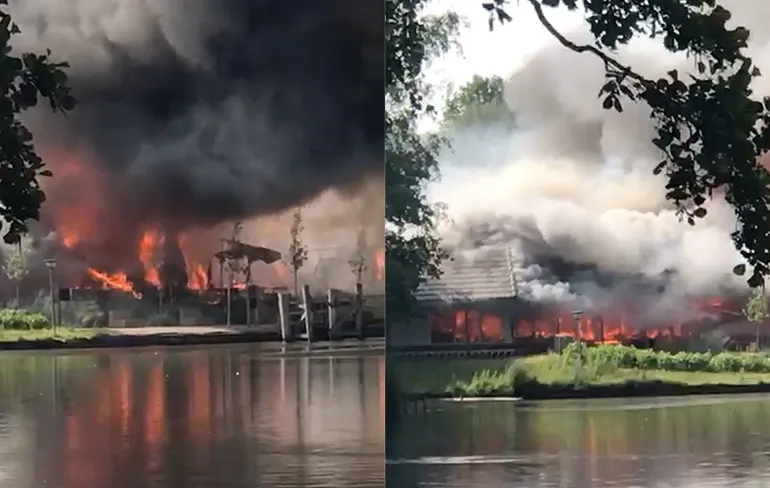 O No: Grote brand en explosies in hoofdgebouw vakantiepark Beekse Bergen