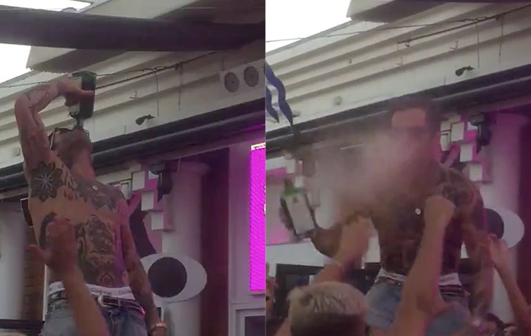 Oeps: DJ Fali Sotomayor spuugt drank over bezoekers in club in Spanje