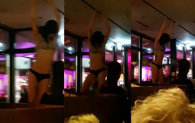 Om te lachen: Danseres doet trucje op de bar