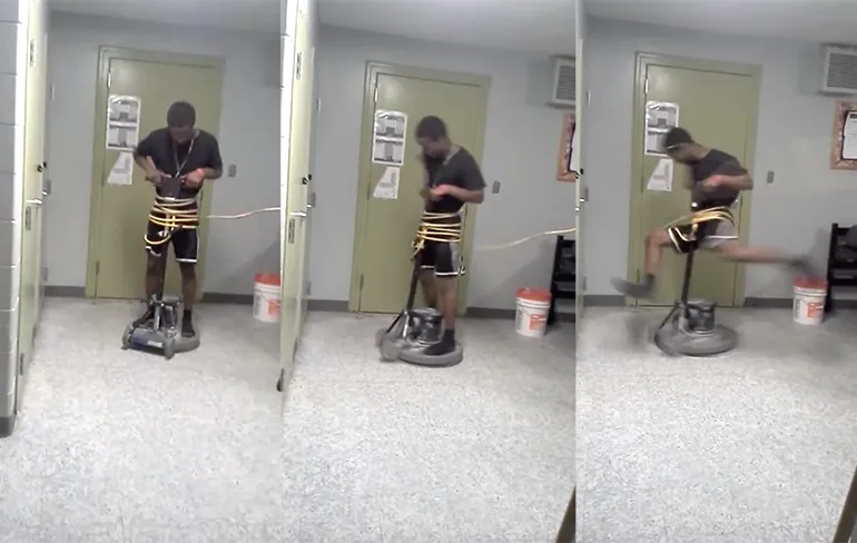 Om te lachen: Extreme Spinning op schrobmachine