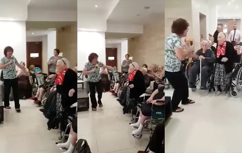 Oma heeft een toegift voor optredende zanger in bejaardenhuis