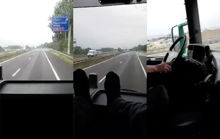 Ondertussen ergens in een vrachtwagen op een weg in Nederland...