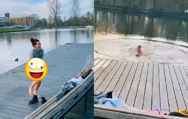 Ondertussen in Amsterdam: Lekker een duik nemen als het koud is