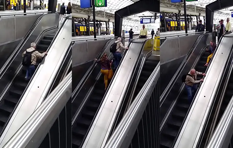 Ondertussen in Amsterdam... Roltrap principe erg moeilijk!