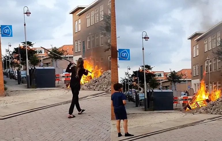 Ondertussen in Den Haag: Oud bankstel in de fik