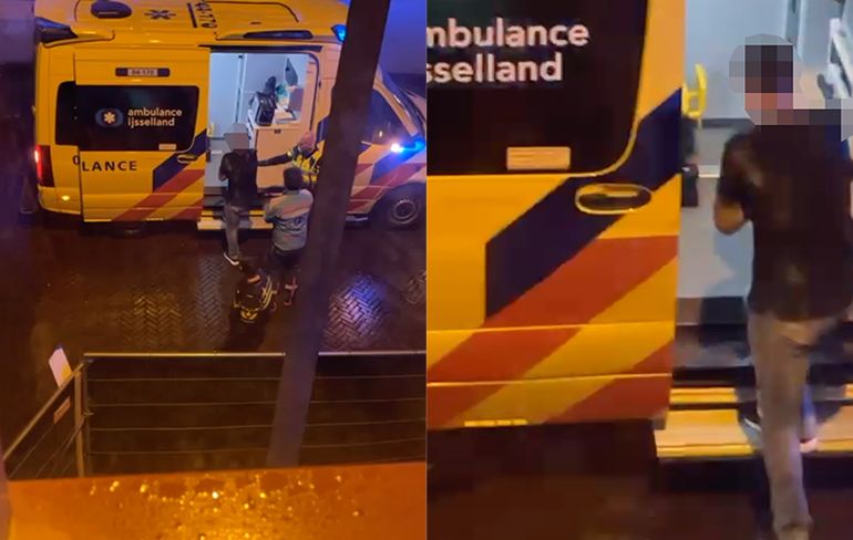 Ondertussen in Deventer: Man stapt met mes een ambulance in