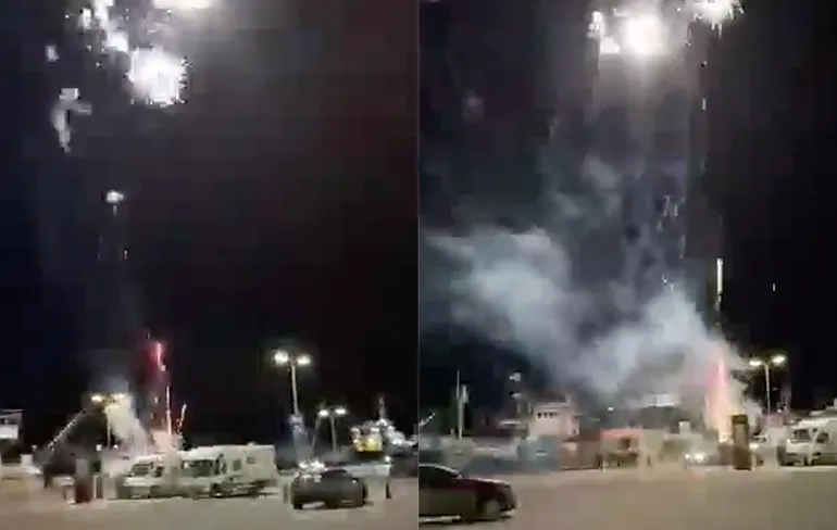 Ondertussen in Urk op zaterdagavond: Auto geeft vuurwerkshow