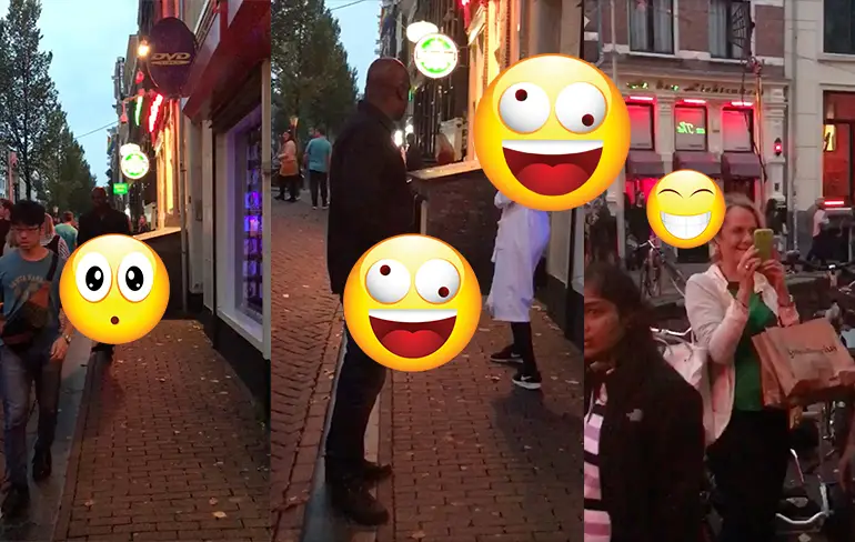 Ondertussen op de Wallen in Amsterdam: Meneer, klopt de kleur wel?