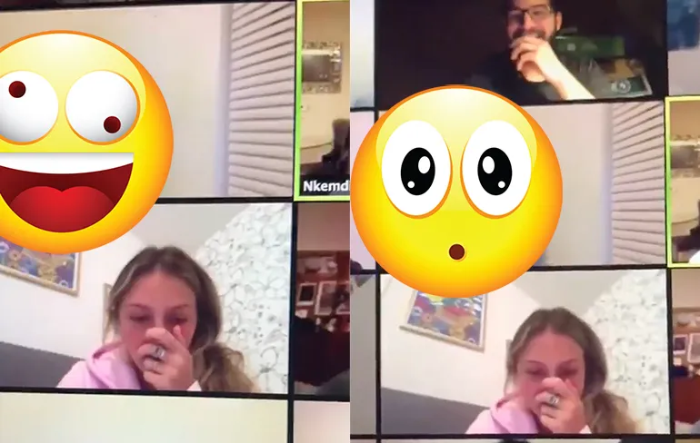 Ondertussen tijdens een online les: Volgende keer toch maar je camera uit doen