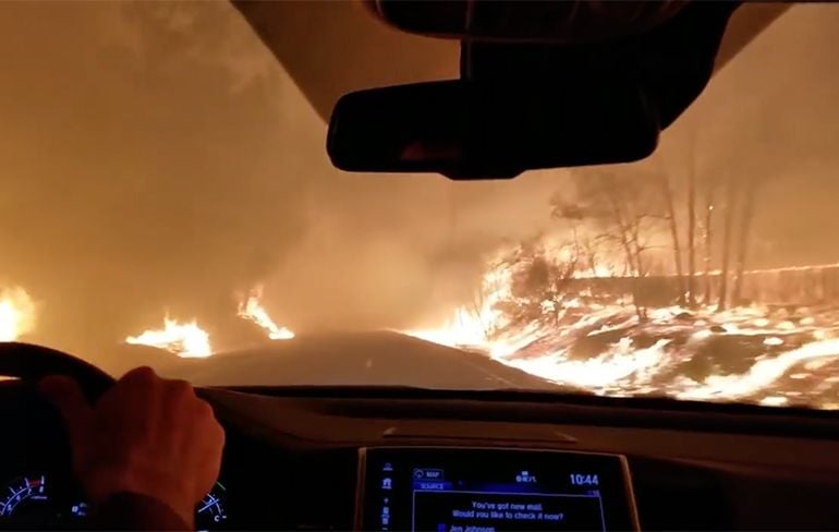 Ontsnappen aan bosbranden in Butte County in Californië