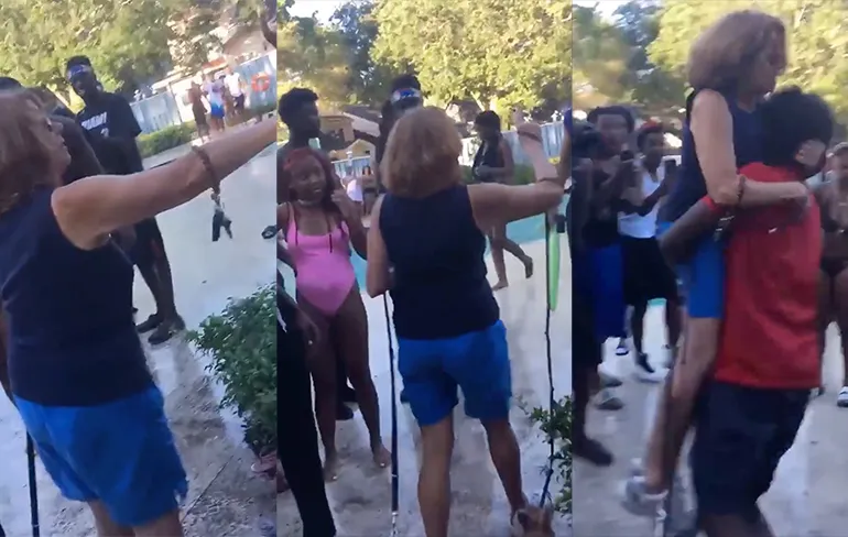 Oudere vrouw met 2 honden aangevallen op Pool Party