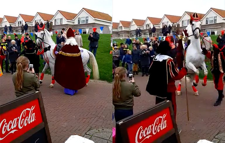 Paard van Sinterklaas heeft er duidelijk geen zin in