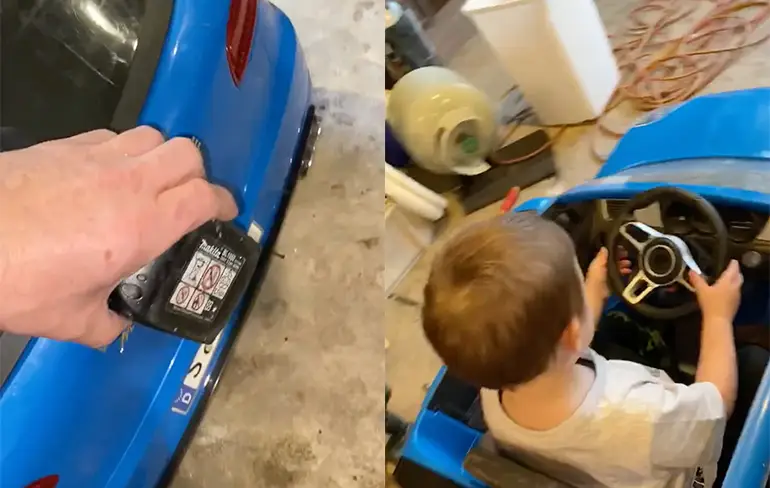 Papa heeft speelgoedauto een stuk krachtiger gemaakt