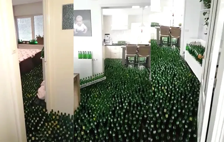 Pasgetrouwd stel uit Tubbergen krijgt 8400 lege bierflesjes cadeau