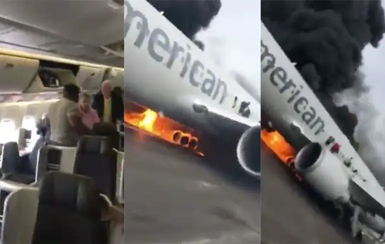 Passagier filmt eigen evacuatie uit brandende vliegtuig Chicago