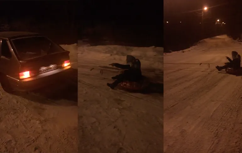 Pok! Meisje op slee is ineens stil!