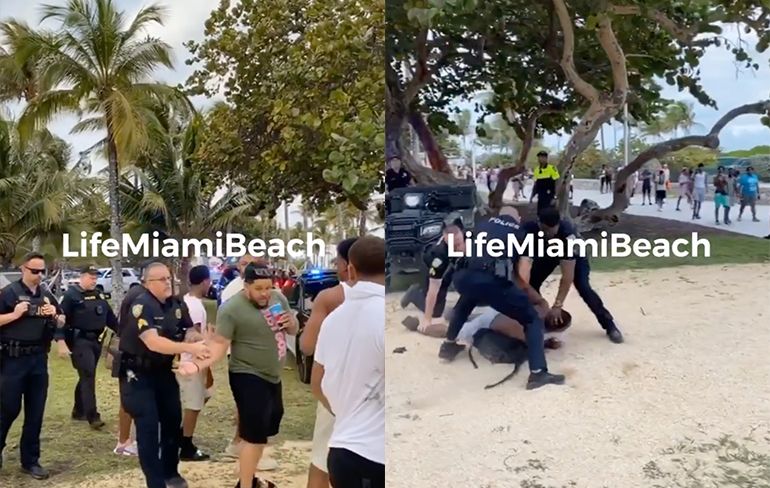 Politie grijpt even in bij Spring Break vierende jongeren op Miami Beach
