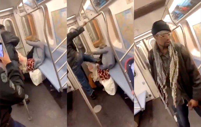 Politie NY op zoek naar man die hulpeloze bejaarde vrouw aftuigt in de metro
