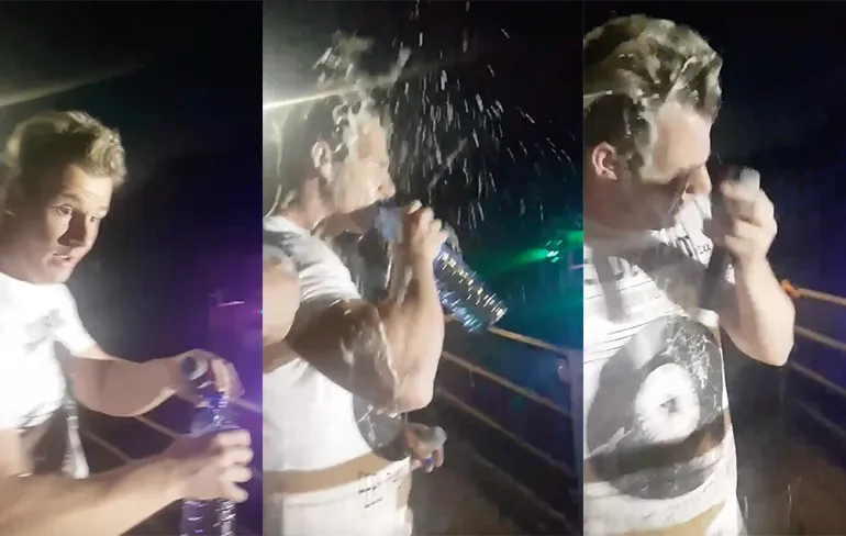 Rapper Sjors kreeg in Midlaren ook een bierdouche