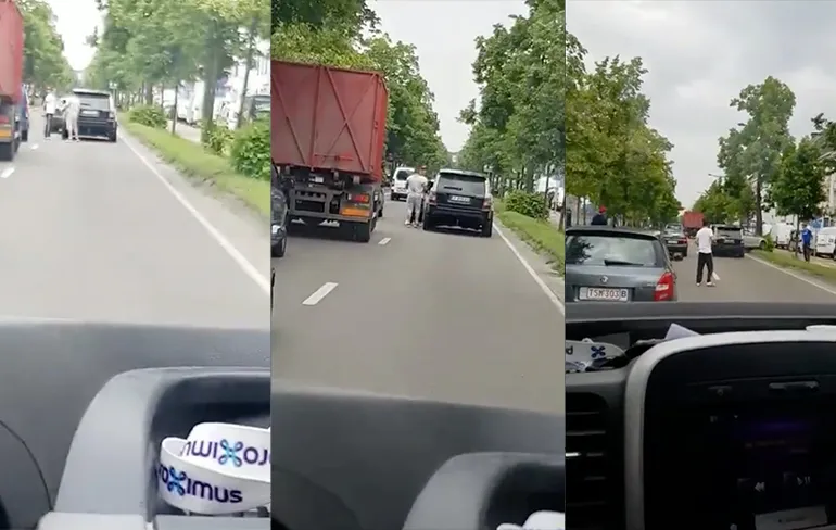 Road Rage in Brussel: Range Rover laat Audi A4 kennismaken met boom