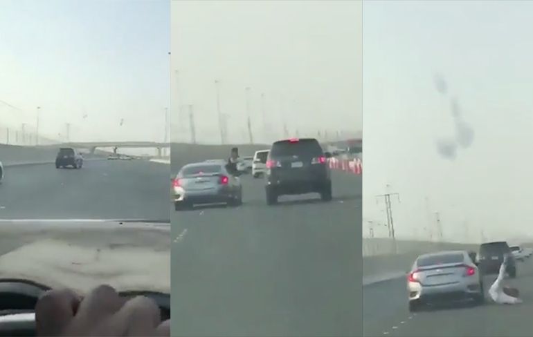 Road rage in Saoedi-Arabië: Man valt uit auto