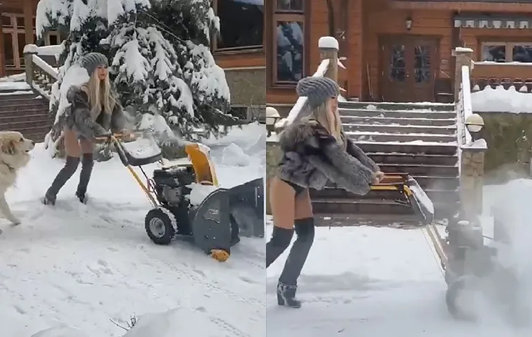 Russische Lana kun je wel vragen om je stoep sneeuwvrij te blazen