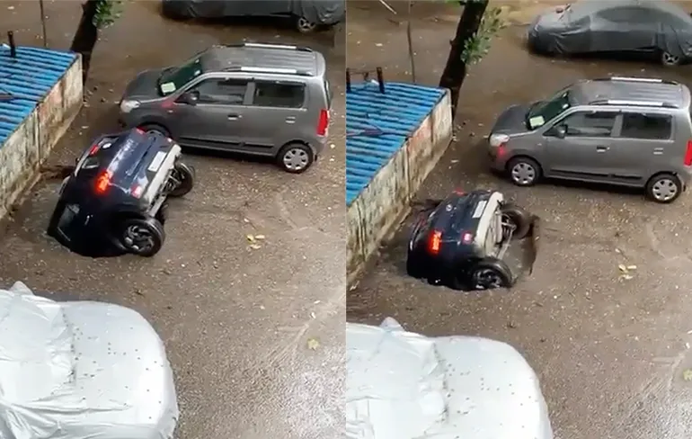 Auto opgegeten door Sinkhole: "Schat, heb jij de auto gezien?"