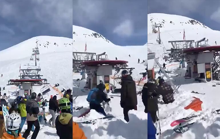 Skilift in Gudauri Ski Resort in Georgië slaat op hol