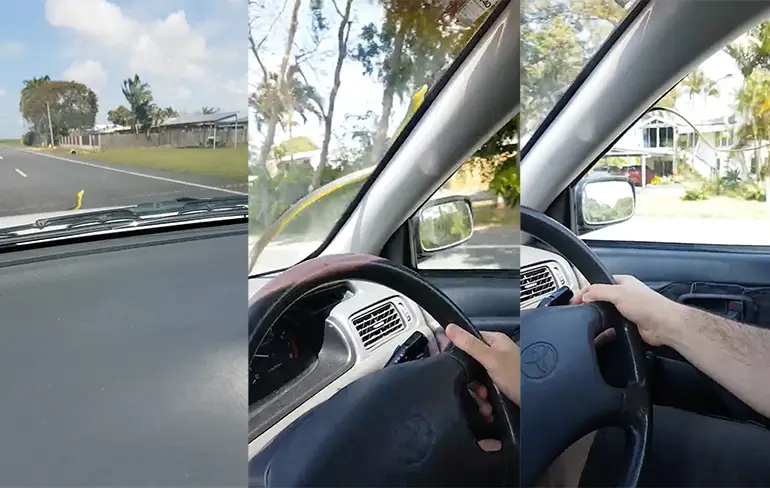 Slang in Australië lift stukje mee op de snelweg