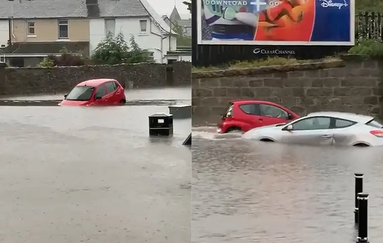 Sommige automobilisten denken dat ze een boot hebben na flink noodweer