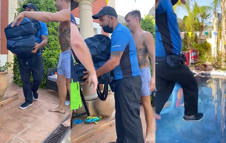 Spaanse bezorger krijgt natte verrassing van Nederlandse toeristen