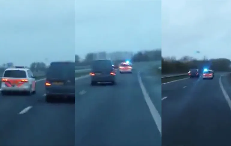 Spanning en sensatie op de weg bij Middenmeer in Noord Holland