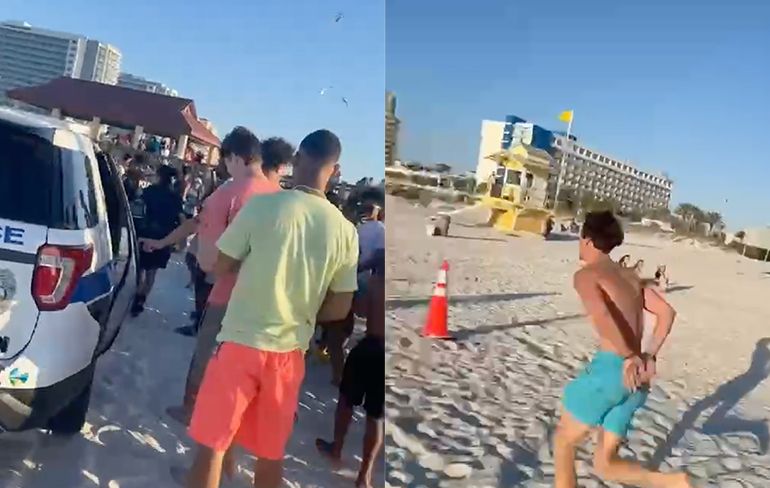 Spring Break vierders in Florida helpen feestganger ontsnappen uit politiewagen
