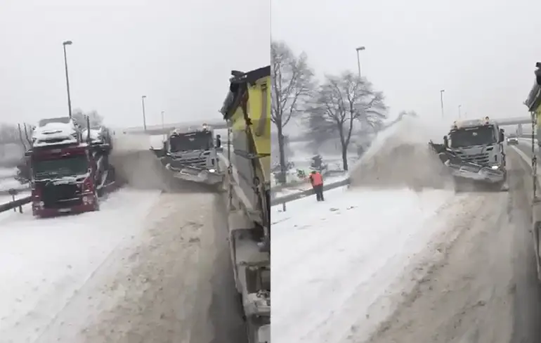 Sta je met pech langs de komt, komt er een sneeuwschuiver langs
