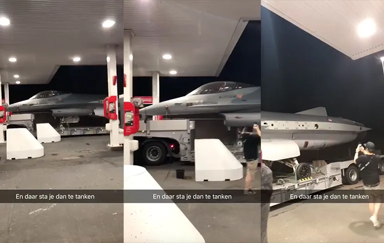 Sta je te tanken, komt er ineens een straaljager aangereden